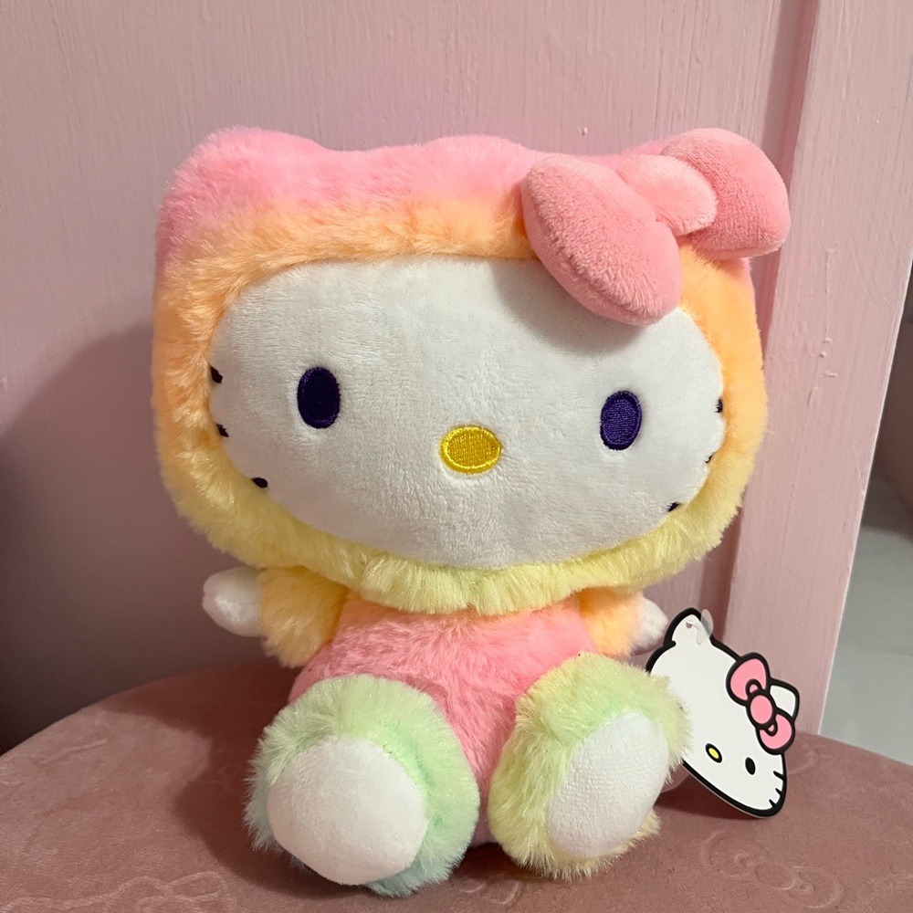 Colorful Fuzzy Hello Kitty Plush